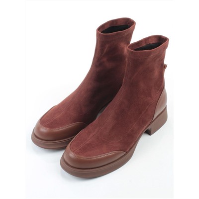 01-H24B-34HJ BROWN Ботинки демисезонные женские (натуральная кожа, велюр)