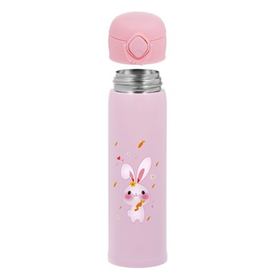 Термос детский «Кролик», 450 мл, сохраняет тепло до 8 ч, нержавеющая сталь, розовый