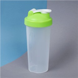 Бутылка/Шейкер SHAKER SHS-600 бело-зелёная, для спортивного питания 600ML/уп72