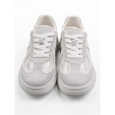 03-A1024-9 WHITE/LT. GRAY Полуботинки спортивные женские (натуральная замша,натуральная кожа)
