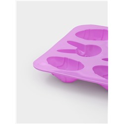 Форма для шоколада Доляна «Кролики», силикон, 23×15×2 см, 12 ячеек, сиреневая