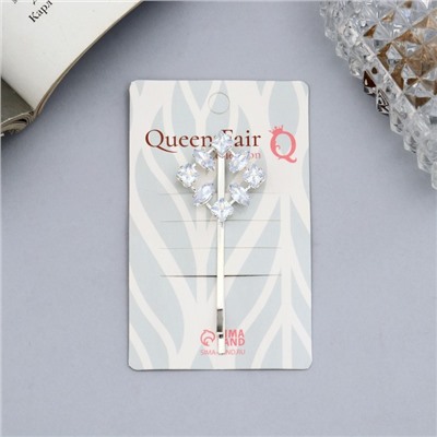 Невидимка для волос QF «Вивьен», куб, 5 см, серебро