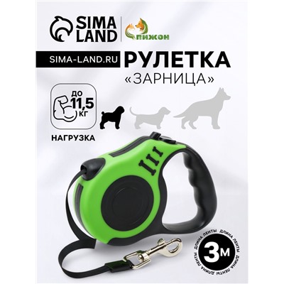 Рулетка «Зарница» , 3 м, до 11.5 кг, чёрно-зелёная