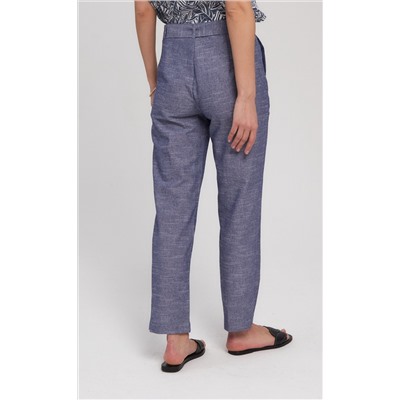 Льняные женские брюки F212-0811 синие