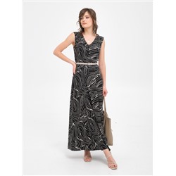 Платье макси чёрное с принтом