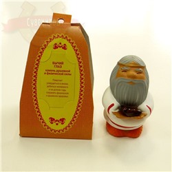 Оберег Дед с натур. камнем БЫЧИЙ ГЛАЗ керам. роспись 9см