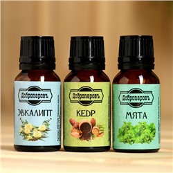 Набор эфирных масел эвкалипт, мята, кедр, «Добропаровъ», 3 шт. по 17 мл