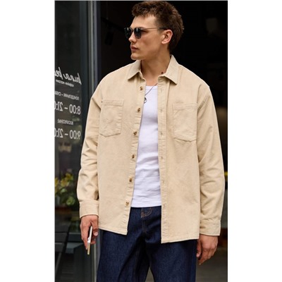 Рубашка вельвет F221-0470 l.beige