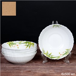 Набор суповых тарелок 6 штук 480 мл 155 мм / TW-60XN (6773) Бамбук с орхидеей