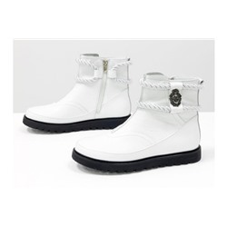 Белые нарядные низкие сапожки в стиле UGG из натуральной кожи флотар, на легкой, непромерзаемой подошве, Коллекция Осень-Зима от ТМ Gino Figini, Б-20104-01