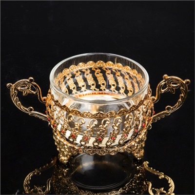 Сахарница 200 мл с ложкой / 210-1-Gold /уп 48/