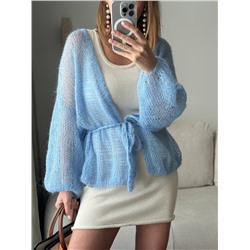 Кардиган вязаный паутинка, Голубой