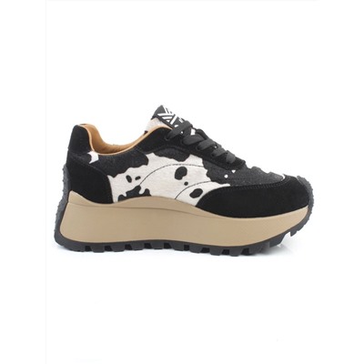 04-PDH362-3 BLACK Кроссовки демисезонные женские (натуральная замша, натуральная кожа)