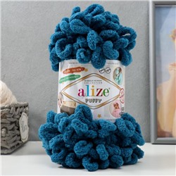 Плюшевая пряжа для вязания руками ALIZE, Puffy, 100% микрополиэстер, 9 м/100 г, (646 морской)