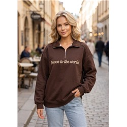 Толстовка с вышивкой OVER SIZE хлопок