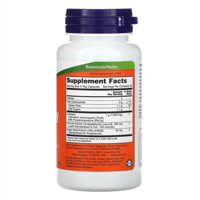 NOW Foods, клюква с проантоцианидинами, 90 вегетарианских капсул