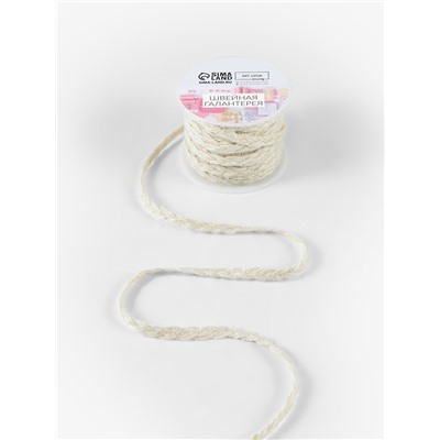 Тесьма декоративная холщовая «Косичка», 6 мм, 9±0.5 м, светло-бежевая