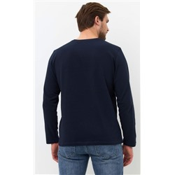 Лонгслив мужской с принтом F021-1001-430  темно-синий