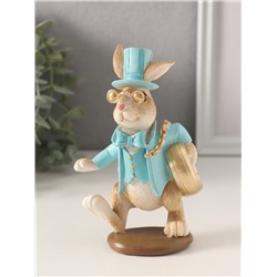 Фигурка полистоун «Заяц с карманными часами и в пенсне», голубой, 8.5×6.5×14 см