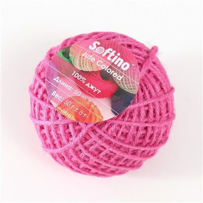 Пряжа 100% джут Softino Jute Colored 50 м ±2 м ярко-розовый 50 г