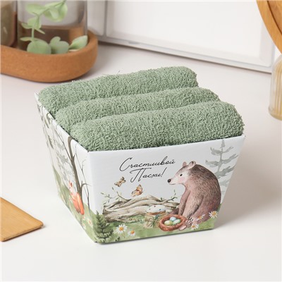 Набор полотенец «Этель. Счастливой пасхи», 35×50 см - 3 шт., 100% хлопок, махра 340 г/м²