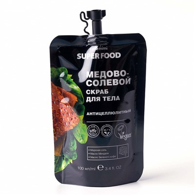 Кафе Красоты le Cafe Mimi Super Food Скраб д тела медово-солевой Антицеллюлитный 100мл пакет 672248