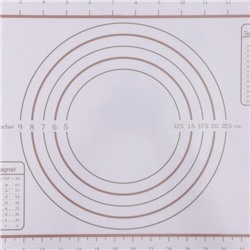 Коврик для выпечки и раскатки теста с разметкой, армированный, силикон, 42×29.5 см, белый