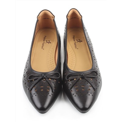 06-7388-66A BLACK Туфли летние женские "Лодочки" (натуральная кожа)