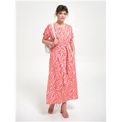 Платье коралловое с разрезами по бокам