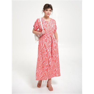 Платье коралловое с разрезами по бокам