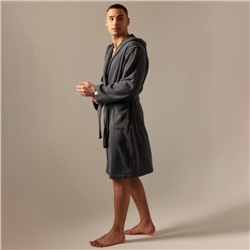Халат махровый с капюшоном мужской SL HOME: Basic «Гри Сандре», размер M, хлопок 100%, тёмно-серый