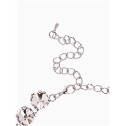 Колье «Драгоценность» капля, белое в серебре, 34 см