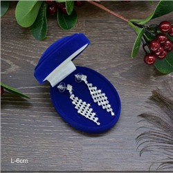 Серьги длинные со стразами 6 см / 6064 /уп 12/серебро