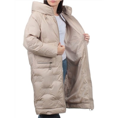 305 BEIGE Пальто зимнее стеганое женское (200 гр. холлофайбер)