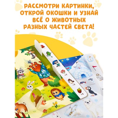 Книга картонная с окошками «Найди, открой, покажи!» 10 стр.