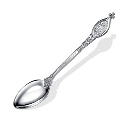 005-085 Ложка из серебра литье с фианитом (Блж. Матрона Московская) розовый