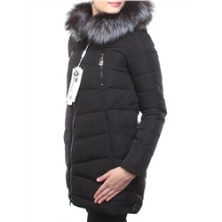 M16-98 BLACK Пальто зимнее женское (холлофайбер, натуральный мех чернобурки)