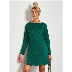 Платье зелёное из искусственной замши