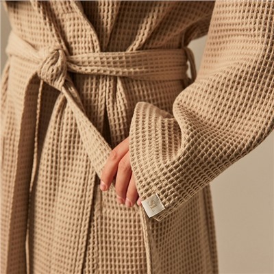 Халат вафельный женский SL HOME: Basic «Саббиа», хлопок 100%, коричневый