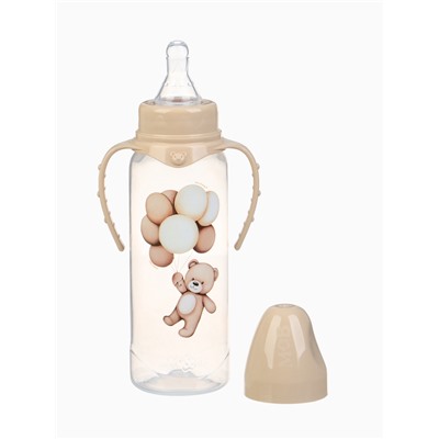 Бутылочка для кормления, новогодняя, Baby Bear, 250 мл, цилиндр, бежевый Mum&Baby
