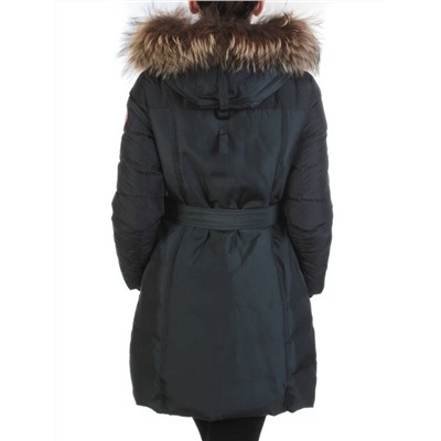 YW-17013 DK. GRAY Пальто женское зимнее (био-пух, натуральный мех лисицы)