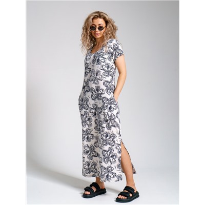 643 Платье "Цветы/молочный"