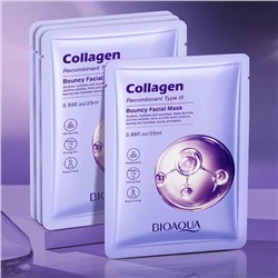 Тканевая маска для лица c рекомбинантным коллагеном Bioaqua