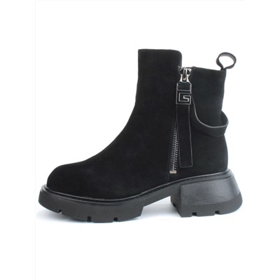 04-M3-L865 BLACK Ботинки зимние женские (натуральная замша, натуральный мех)