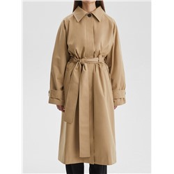 Тренч однобортный свободного кроя, бежевый