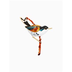 Брошь «Птичка» чижик, цветная в золоте