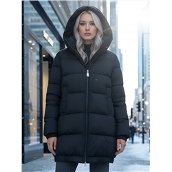 Куртка женская зимняя на резинке большого размера черного цвета 7619Ch