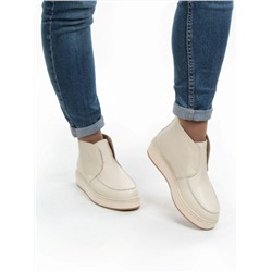 01-5173-3 BEIGE Ботинки демисезонные женские (натуральная кожа, байка)