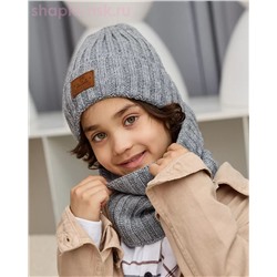 Q 152 D 152 Комплект для мальчика флис (колпак+снуд) (52-54)