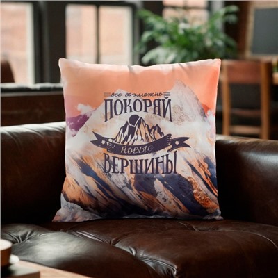 Подушка декоративная «Этель. Покоряй вершины», 40×40 см, велюр